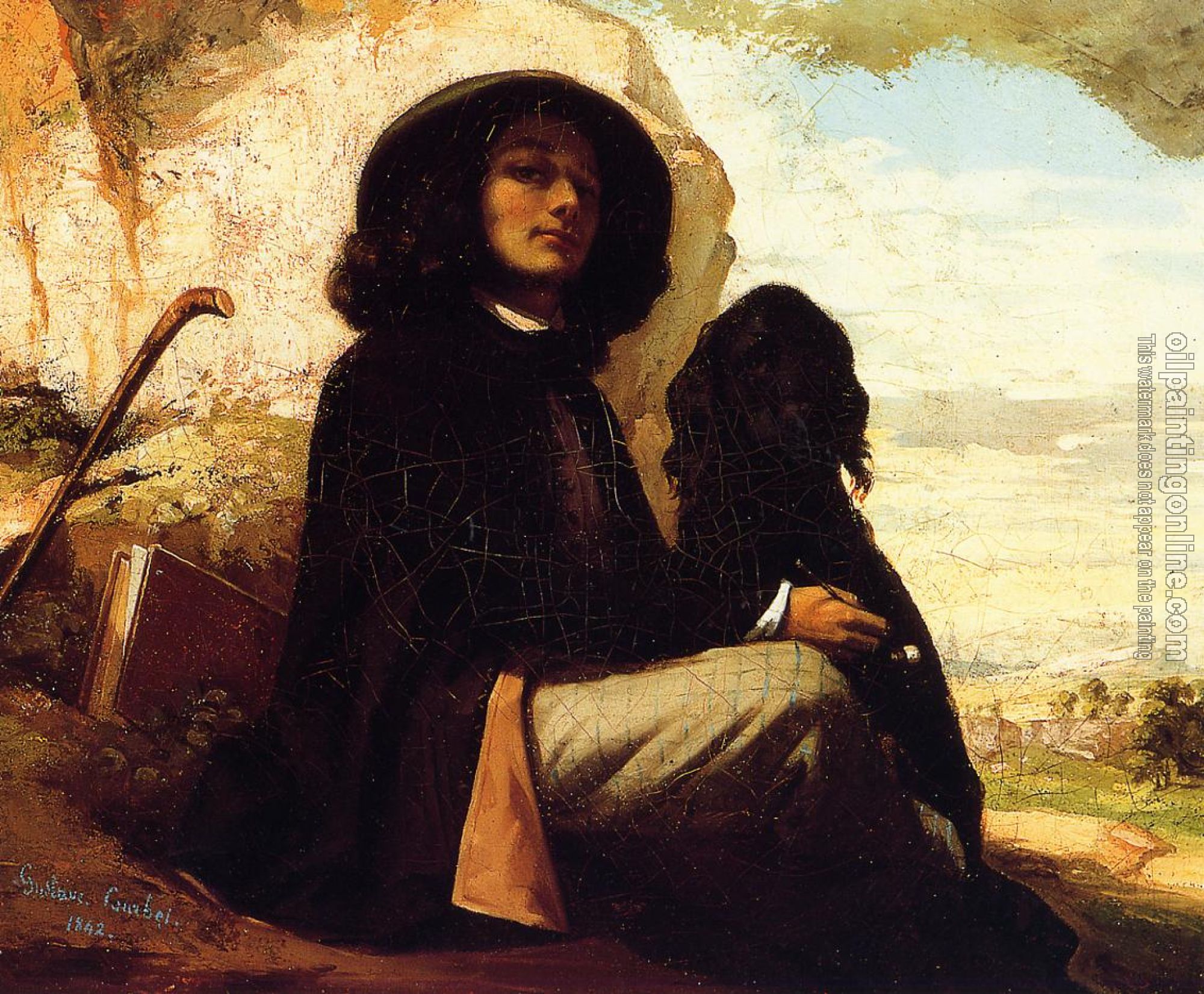 Courbet, Gustave - Self Portrait with a Black Dog